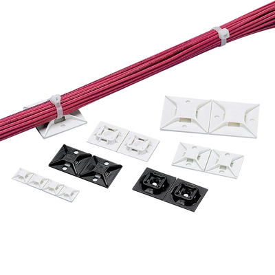 Montaje-Sujetador Para Cable de 4 vías, con Adhesivo Acrilico, 25.4 x 25.4mm (1in x 1in), Color Negro, Uso en Exterior, 1 pieza