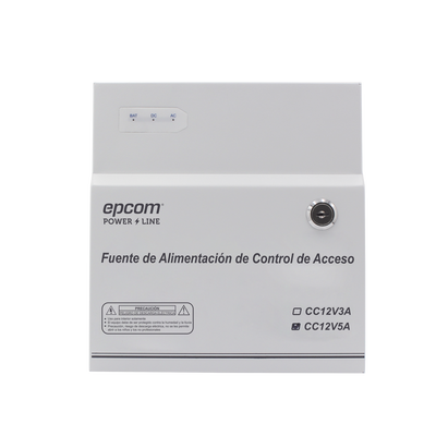 Fuente de Alimentación   1 Salida 11-15 Vcc    5 A   Temporizador Integrado   Con Capacidad de Batería de Respaldo   Requiere Batería   Aplicaciones en sistemas de control de Acceso