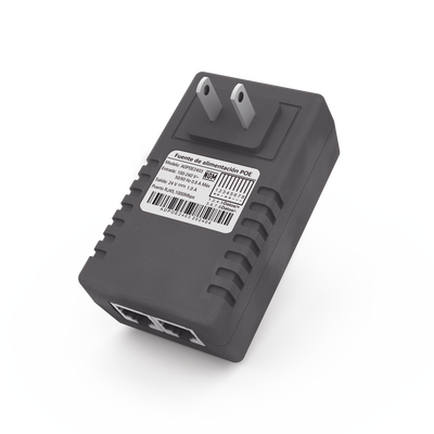 Adaptador de pared   Inyector PoE   24 Vcc   1 A   Controlado por chip IC   Protección contra OV, OC, SC, UV   Fácil de instalar