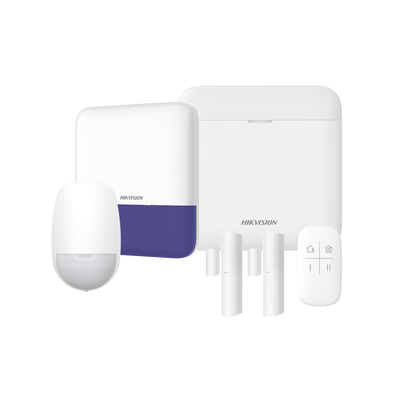 (AX PRO) KIT de Alarma AX PRO   Incluye: 1 Hub con bateria de respaldo   1 Sensores PIR   2 Contactos Magnéticos   1 Control Remoto   1 Sirena Inalambrica Exterior   WiFi   Compatible con Hik-Connect P2P