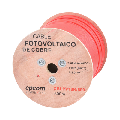 Carrete de 500 Metros   Cable Fotovoltaico Rojo    Material COBRE   6mm² (10AWG)   2000 Vcc