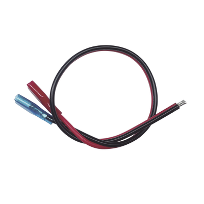 Cables en paquete dual   cable rojo y negro   30 cm   terminal F1 en un extremo   puntas libres en el otro   Conexión a baterías de respaldo.