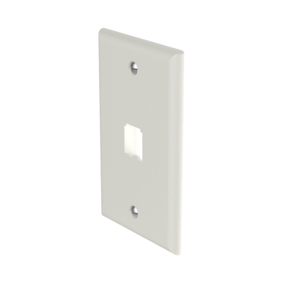 Placa de Pared Vertical Clásica, Salida Para 1 Puerto Mini-Com, Color Blanco Mate