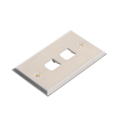 Placa de Pared Vertical, de Acero Inoxidable, Salida Para 2 Puertos Mini-Com