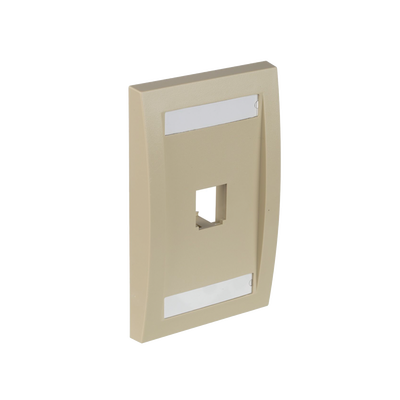 Placa de Pared Vertical Ejecutiva, Salida Para 1 Puerto Mini-Com, Con Espacios Para Etiquetas, Color Marfil