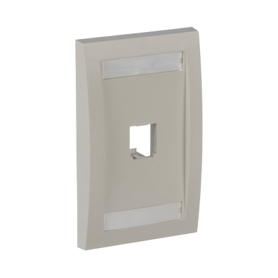Placa de Pared Vertical Ejecutiva, Salida Para 1 Puerto Mini-Com, Con Espacios Para Etiquetas, Color Blanco Mate