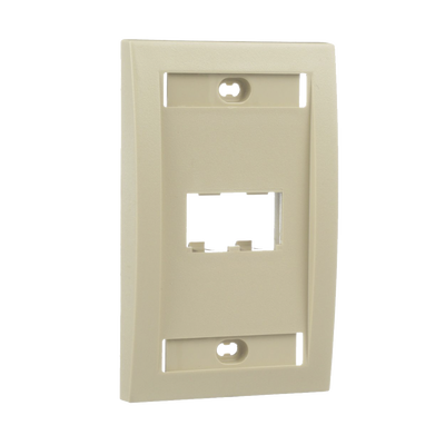 Placa de Pared Vertical Ejecutiva, Salida Para 2 Puertos Mini-Com, Con Espacios Para Etiquetas, Color Marfil