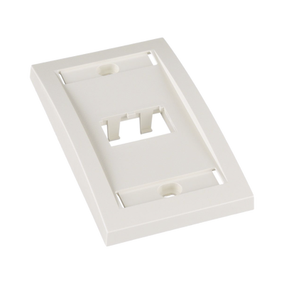 Placa de Pared Vertical Ejecutiva, Salida Para 2 Puertos Mini-Com, Con Espacios Para Etiquetas, Color Blanco Mate