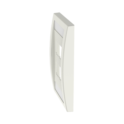 Placa de Pared Vertical Ejecutiva, Salida Para 4 Puertos Mini-Com, Con Espacios Para Etiquetas, Color Blanco Mate