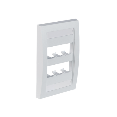 Placa de Pared Vertical Ejecutiva, Salida Para 6 Puertos Mini-Com, Con Espacios Para Etiquetas, Color Blanco