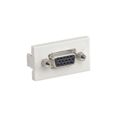 Inserto Plano de 1 3, Con Acoplador VGA Hembra-Hembra de 15 Pines, Color Blanco Mate
