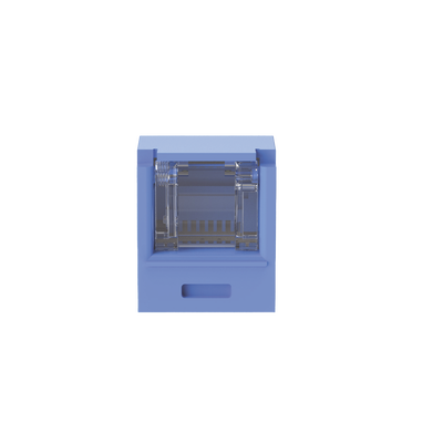 Conector Jack RJ45 Estilo TG con Ventana, Mini-Com, Categoría 6A, de 8 posiciones y 8 cables, Color Azul