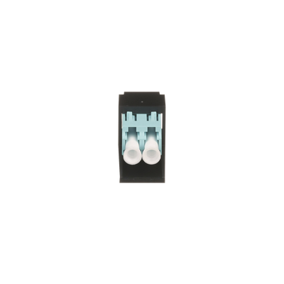 Módulo Acoplador LC Duplex, para Fibra Óptica Multimodo OM3 OM4, Tipo Mini-Com, Color Aqua