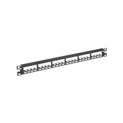 Panel de Parcheo Modular Mini-Com (Sin Conectores), Plano, Totalmente Blindado, de 24 puertos, 1UR