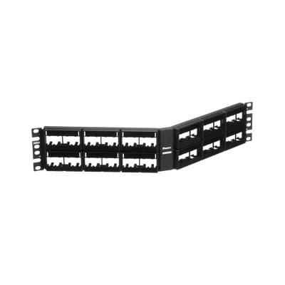 Panel de Parcheo Modular Mini-Com (Sin Conectores), Angulado, Sin Blindaje, Con Etiqueta y Cubierta, de 48 puertos, 2UR