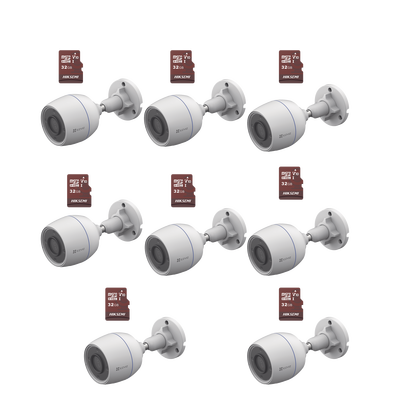Kit de Camaras WiFi, Incluye 8 Piezas CS-H3C y 8 Piezas HS-TF-E1 32G    Detección de Movimiento