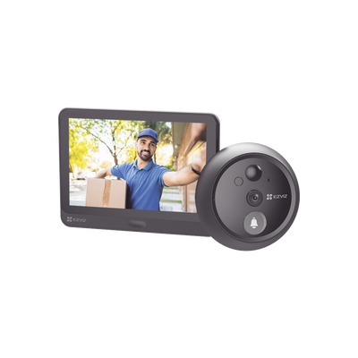 Videoportero Con Mirilla y Pantalla Wi-Fi de Batería Recargable   Para Instalarse en Puerta   Cámara 1080P   Audio de Dos Vías   Uso en Interior