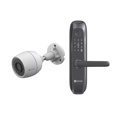 Kit de Cerradura Inteligente con Cámara IP Wi-Fi modelo CS-H3C   Apertura Remota desde la App   Códigos Temporales Para Visitantes   Lectura de Huella   Lectura de Tag   Contraseña    Botón para Timbrar   Alarma Anti-intrusion