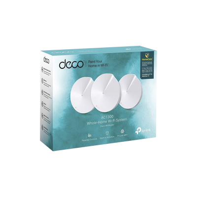 Kit 3 Routers Inalámbricos MESH Interior para Hogar   Doble Banda Wi-Fi 5 AC1300 Mbps   2 Puerto Gigabit WAN LAN   4 Antenas Internas   Administración Mediante la App Deco (iOS, Android)   Protección HomeCare