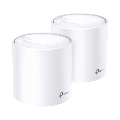 Kit 2 Routers Inalámbricos MESH Interior para Hogar   Doble Banda Wi-Fi 6 AX1800 Mbps   2 Puerto Gigabit WAN LAN   2 Antenas Internas   Administración Mediante la App Deco (iOS, Android)   Protección HomeShield