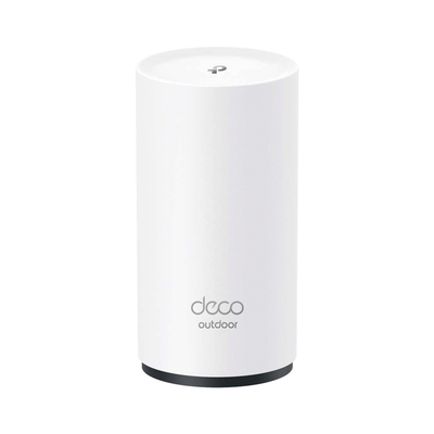 Router Inalámbrico MESH Exterior para Hogar   Doble Banda Wi-Fi 6 AX3000 Mbps   2 Puerto Gigabit WAN LAN   Puertos PoE 802.3 af at Entrada   2 Antenas Internas   Protección IP65   Administración Mediante la App Deco (iOS, Android)