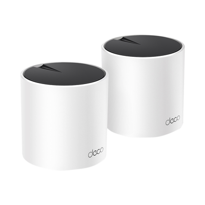 Kit 2 Routers Inalámbricos MESH Interior para Hogar   Doble Banda Wi-Fi 6 AX3000 Mbps   3 Puerto Gigabit WAN LAN   2 Antenas Internas   Administración Mediante la App Deco (iOS, Android)   Protección HomeShield