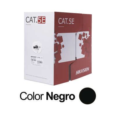 Bobina de Cable UTP 305 Mts   Cat 5E (24 AWG)   Color Negro   PE   Uso en Exterior   100% Cobre   Aplicaciones de CCTV, Redes de Datos y Enlaces Inalámbricos