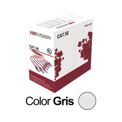 Bobina de Cable UTP 305 Metros   Cat5E (24 AWG)   Color Gris   PVC (CM)   Uso en Interior   100% Cobre   Aplicaciones de CCTV y Redes de Datos