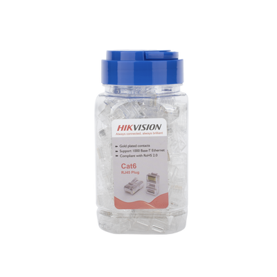 Bote con 100 Piezas de Plug Modular RJ45   Cat 6   Chapado en Oro a 30 Micras   Sin Blindaje   Facil Instalación   Uso Interior   Soporta Norma TIA-568B   Cumple con RoHS 2.0