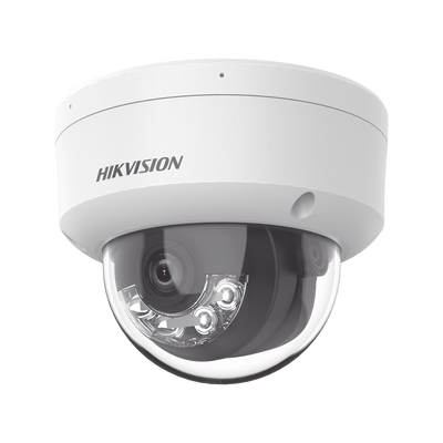 [Dual Light] Domo IP 2 Megapixel   Lente 2.8 mm   30 mts IR + Luz Blanca   Micrófono Integrado   Antivandálico IK08   ACUSENSE Lite   Exterior IP67   H.265+ H.264+   PoE   ONVIF (Profile S T)