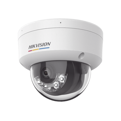 [Dual Light + ColorVu] Domo IP 2 Megapixel   Lente 2.8 mm   30 mts IR + 30 mts Luz Blanca   Micrófono Integrado   ACUSENSE Lite   Exterior IP67   IK08   WDR 120 dB   PoE   Micro SD