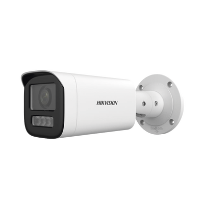 Bala IP 4 Megapíxel   Lente Motorizado 2.8 a 12 mm   Dual Light (50 mts IR + 50 mts Luz Blanca)   ACUSENSE Lite   Microfono Integrado   Exterior IP67   WDR 120 dB   PoE    Micro SD