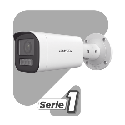 Bala IP 4 Megapíxel   Lente Mot. 2.8 a 12 mm   Dual Light (50 mts IR + 50 mts Luz Blanca)   ACUSENSE Lite   Audio de Dos Vías    Luz Intermitente y Alerta de Audio   Exterior IP67   WDR 120 dB   PoE    Micro SD