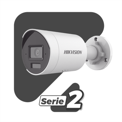 [Dual Light + 2 Micrófonos Integrados] Bala IP 2 Megapixel   Lente 2.8 mm   40 mts Luz Blanca + 40 mts IR   ACUSENSE   Exterior IP67   WDR 120 dB   PoE    Micro SD   Metal   ACUSEARCH
