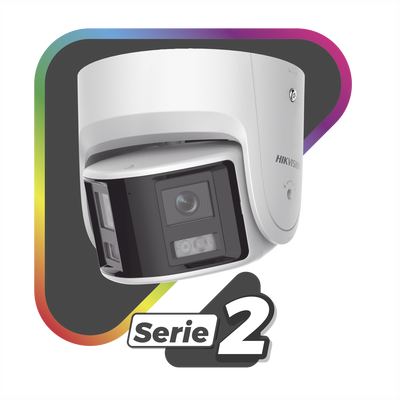 [FlexVu] [ PROTECCIÓN ACTIVA ] Turret IP Panorámica 4 Megapíxel   2 Lentes 2.8 mm (180°)   Imagen a Color 24 7 (ColorVu)   PoE   WDR 130°   IP67   ACUSENSE   Luz Estroboscópica y Alarma Audible   30 mts Luz Blanca   Mic
