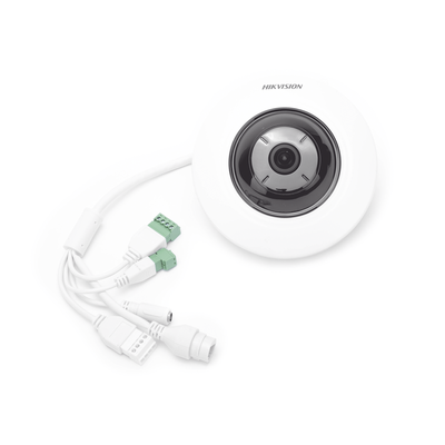 Mini Fisheye IP 5 Megapixel   Panorámica 180° - 360°   Microfono Integrado   8 mts IR   Uso en Interior   PoE   Múltiples Vistas por iVMS-4200   Alarmas I O   Micro SD