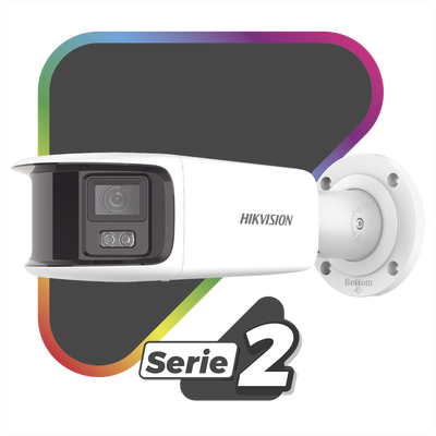 [FlexVu] [ PROTECCIÓN ACTIVA ] Bala IP Panorámica 8 Megapixel (4K)   2 Lentes 4 mm (180°)   Imagen a Color 24 7 (ColorVu)   PoE   WDR 130°   IP67   ACUSENSE   Luz Estroboscópica y Alarma Audible   40 mts Luz Blanca   Micro SD