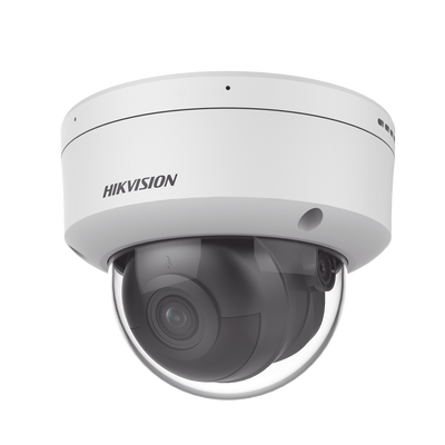 Domo IP 4 Megapixel   Lente 2.8 mm   40 mts IR   Exterior IP67   IK10   Microfono Integrado   DARKFIGHTER   Audio y Alarma I O   PoE   ONVIF   Micro SD   4 Analíticos: AcuSense, Detección Facial, Conteo de Personas por Cruce y Zona
