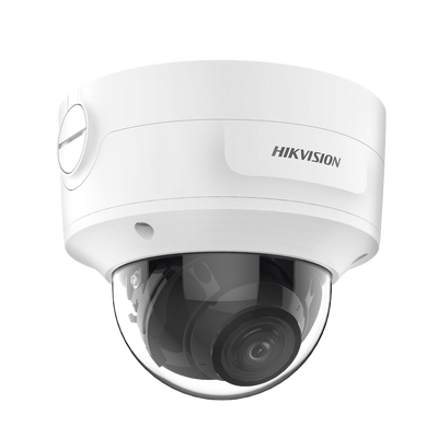 Domo IP 8 Megapixel (4K)   Lente Mot. 2.7 a 13.5 mm   40 mts IR EXIR   Exterior IP66   IK10   DARKFIGHTER   Audio y Alarma I O   PoE+   ONVIF   Micro SD   4 Analíticos: AcuSense, Deteccion Facial, Conteo de Personas por Cruce y Zona