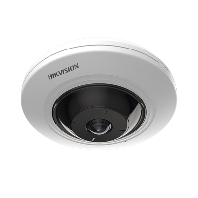 Mini Fisheye IP 5 Megapixel   Panorámica 180° - 360°   8 mts IR   Interior   PoE   HEOP   ACUSENSE   Detección Facial   Microfono Integrado