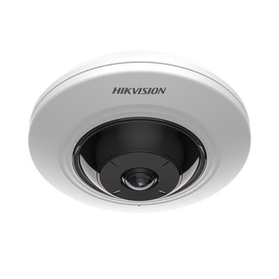 Mini Fisheye IP 5 Megapixel   Panorámica 180° - 360°   8 mts IR   Interior   PoE   HEOP   ACUSENSE   Detección Facial   Microfono Integrado