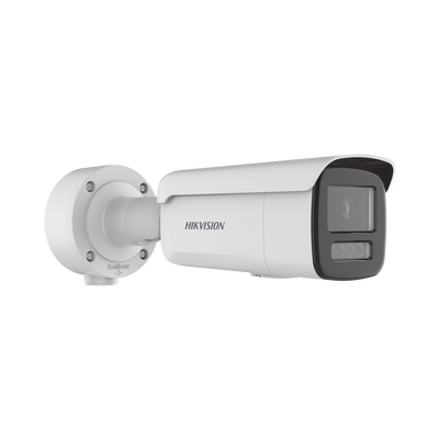 Bala IP 4 Megapixel   Lente 4 mm   Dual Light (60 mts IR + 60 mts Luz Blanca )   Darkfighter S   Exterior IP67    WDR 130 dB   4 Analíticos: AcuSense, Deteccion Facial, Conteo de Personas por Cruce y Zona