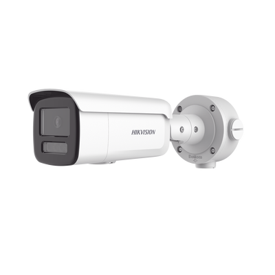 Bala IP 4 Megapixel   Lente 4 mm   Dual Light (60 mts IR + 60 mts Luz Blanca )   Darkfighter S   Exterior IP67    WDR 130 dB   4 Analíticos: AcuSense, Deteccion Facial, Conteo de Personas por Cruce y Zona