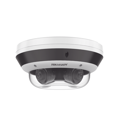 PanoVu Series   Vista Panorámica 360º   4 Lentes Mot. 2.8 a 8 mm (4 Megapixel por Lente)   16 Megapixel en Total   WDR 120 dB   DARKFIGHTER   Exterior IP67   IK10   PoE+   30 mts IR   Micro SD