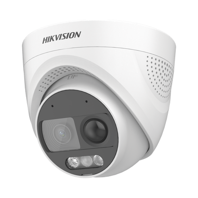 Turret TURBOHD 2 Megapixeles (1080p)   Imagen a color 24 7   Lente 2.8 mm   Luz Blanca 20 mts   Exterior IP67   WDR 130dB   Sensor PIR   Sirena Integrada   Estrobo ROJO - AZUL   Micrófono Integrado