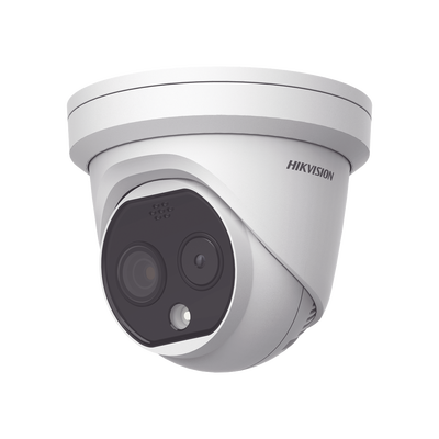 Turret IP Dual   Térmica 1.8 mm (160 x 120)   Óptico 2 mm (4 Megapixel)   Detección de Personas 53 mts   15 mts IR   Exterior IP67   PoE   Termométrica   Detección de Temperatura   Sirena y Luz   Micro SD 32 GB Incluida