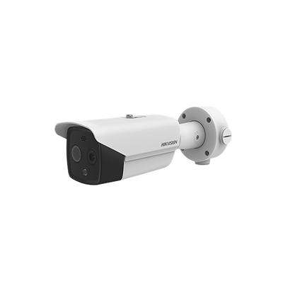 Bala IP Dual   Térmica 9.7 mm (160 x 120)   Óptico 8 mm (4 Megapixel)   Detección de Personas 285 Mts   40 mts IR   Exterior IP67   PoE   Termométrica   Detección de Temperatura (Fuego)   Sirena y Luz   Micro SD 32 GB In