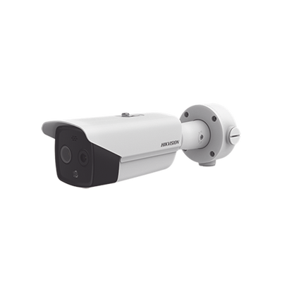 Bala IP Dual   Térmica 6.2 mm (160 x 120)   Óptico 8 mm (4 Megapixel)   DETECCIÓN DE PERSONAS 182 m  40 mts IR   Exterior IP67   PoE   Termométrica   Detección de Temperatura   Sirena y Luz Inte   Micro SD 32 GB Incluida