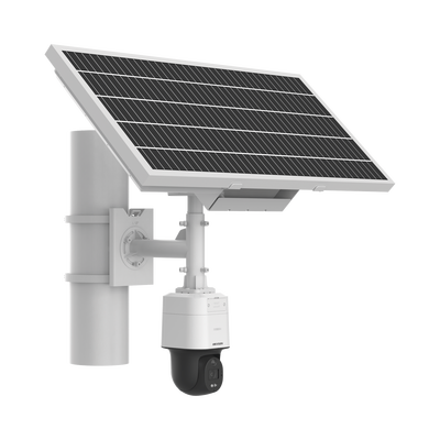 Kit Solar IP All in One   Cámara PT ColorVu 4 Megapixel   Lente 4 mm   Panel Solar   Batería de Respaldo de Litio 23.2Ah (Hasta 24 Días)   Conexión 4G   Accesorios de Instalación