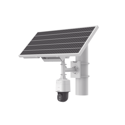 Kit Solar IP All in One   Cámara PT ColorVu 4 Megapixel   Lente 4 mm   Panel Solar   Batería de Respaldo de Litio 23.2Ah (Hasta 24 Días)   Conexión 4G   Accesorios de Instalación